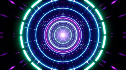 Neon Circle Light Disco Concept Tunnel Background
