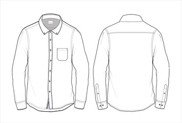 Men's shirt flat sketch template