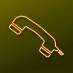 handset phone neon sign, modern glowing banner design, colorful modern design trend. Vector illustration.