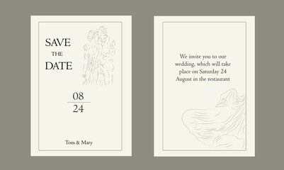 wedding invitation design: contemporary and laconic design will emphasize the touching of the event