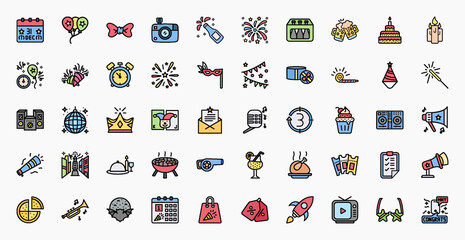 New Year icon set designed in filled line color. Perfect for website mobile app presentation and any other projects. Enjoy this icon for your project.