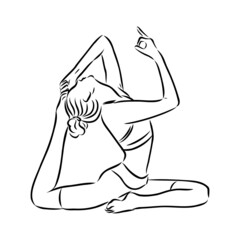 yoga pose. Line drawing. Healthy life concept -Vector Illustration