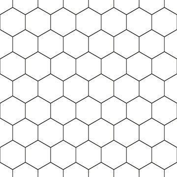 Hexagon seamless pattern. Honeycomb background. Simple monocrome tileable. Hex beehive tiles. Reflected wax pattern. Geometric hive grid. Reflecting honey design for print. Vector illustration