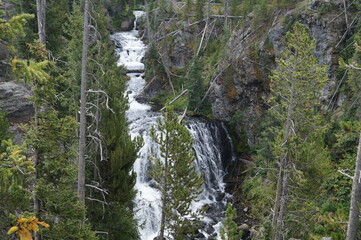 Waterfall found at Yellowstone National Park