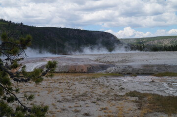 Thermal lake geyser at Yellowstone National Park
