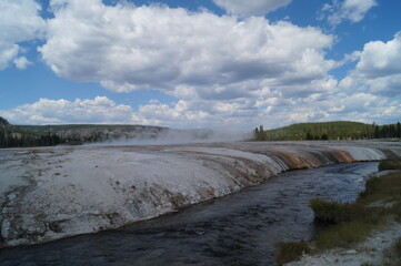 A thermal river stream at Yellowstone National Park