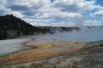 A thermal lake geyser at Yellowstone National Park