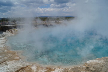 A thermal lake geyser at Yellowstone National Park