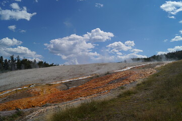 Thermal river stream at Yellowstone National Park
