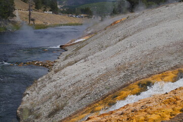 Thermal mineral river at Yellowstone National Park