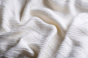 soft white embossed striped fabric or plaid close-up fabric structure background