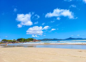 beach with sky tropical beach of Conceição, Bombinhas, state of Santa Catarina, Brazil