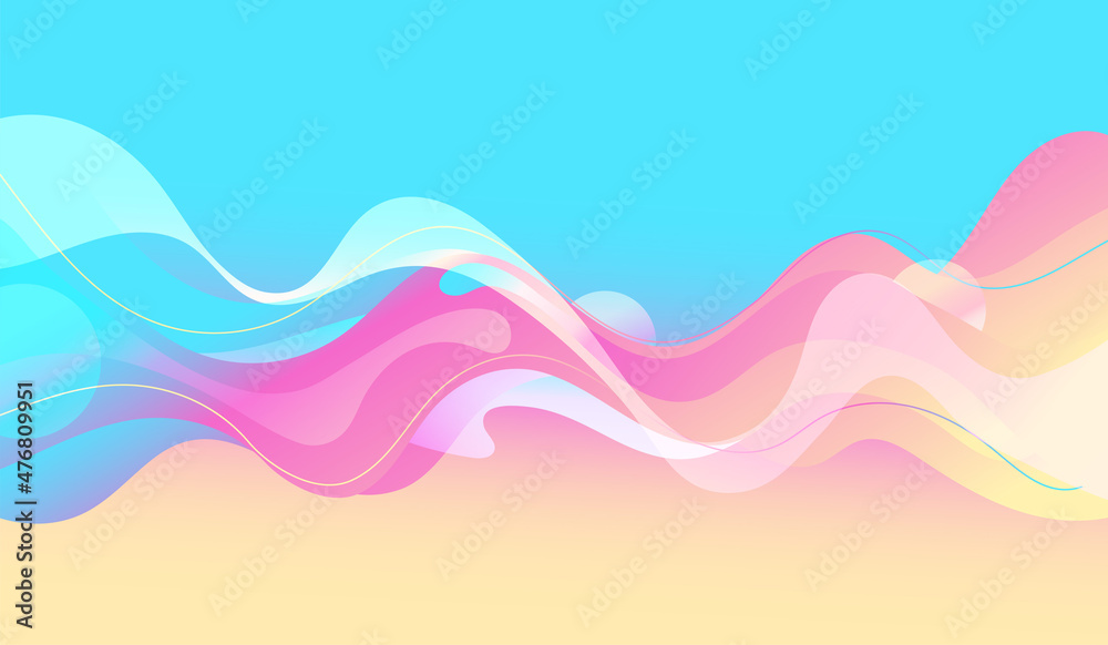 Poster Modern colorful flow poster. Wave Liquid shape color paint. Moving simple lines.
