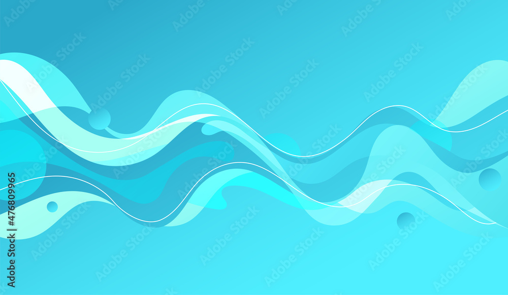 Poster modern colorful flow poster. wave liquid shape color paint. blue moving simple lines.