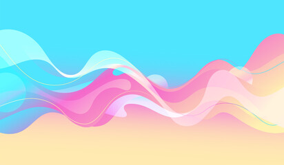 Modern colorful flow poster. Wave Liquid shape color paint. Moving simple lines.