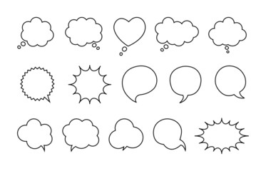 Empty line speech bubbles set. Vector illustration.