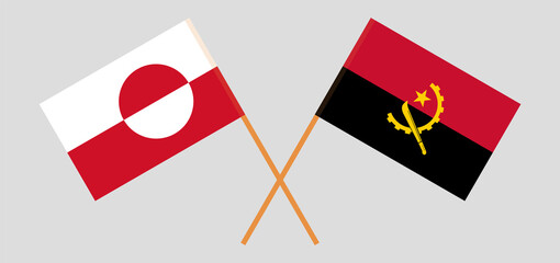Crossed flags of Greenland and Angola. Official colors. Correct proportion