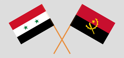 Crossed flags of Syria and Angola. Official colors. Correct proportion