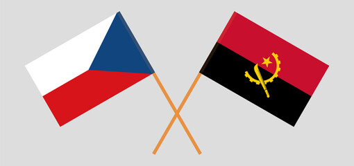 Crossed flags of Czech Republic and Angola. Official colors. Correct proportion