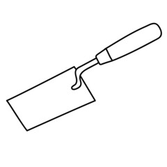Freehand sketchy line art of trowel silhouette. Construction and finishing tool. Isolated vector illustration.