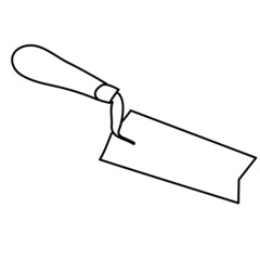 Freehand sketchy line art of trowel silhouette. Construction and finishing tool. Isolated vector illustration.