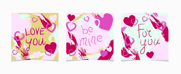Fototapeta na wymiar Valentine's Day Card. Love you, be mine, for you. Promotion and shopping template or background for Love and Valentine's day concept. Vector illustration eps 10