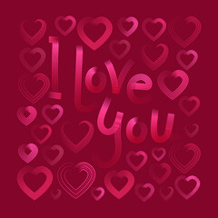 Happy Valentine's Day greeting cards. I Love you.Trendy abstract square art templates. Suitable for social media posts, mobile apps, banners design and web/internet ads. Vector fashion backgrounds.
