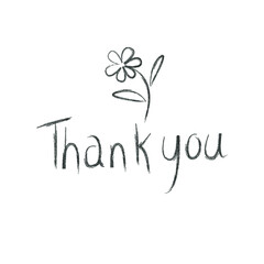 Thank You Hand Lettering.Thank you poster with flower on white background. Vector paper illustration. Typography Design Inspiration.
