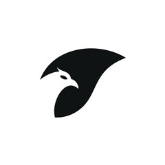Green Leaves Eagle Falcon Hawk Negative Space Logo Design Inspiration