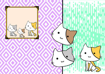 Three funny cats on the colorful background
