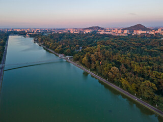 Sunset landscape of Rowing Venue in city of Plovdiv, Bulgaria