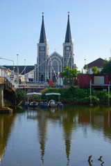 Beautiful Christ church and reflection in the water