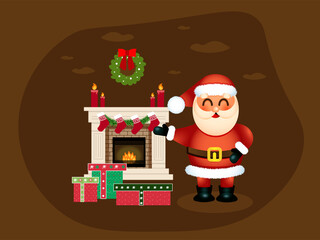 Santa Claus brought gifts to the children and put them by the fireplace
