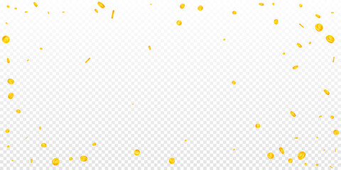 European Union Euro coins falling. Lovely scattered EUR coins. Europe money. Admirable jackpot, wealth or success concept. Vector illustration.