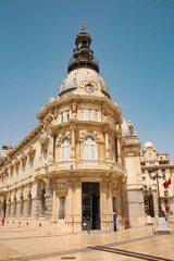 Town Hall of Cartagena. The beautiful modernist building which is one of the iconic landmarks of the city was completed in 1907, Cartagena, Murcia, Spain.
