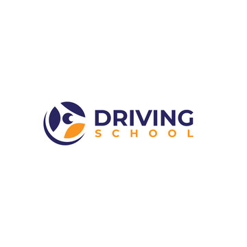 Modern flat simple DRIVING SCHOOL logo design