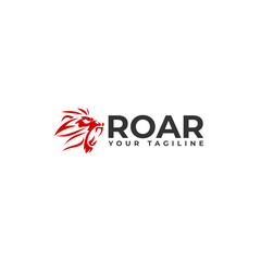 Modern flat design ROAR lion habitat logo design