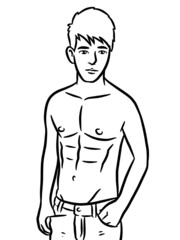 Fototapeta premium black and white of cute man cartoon for coloring