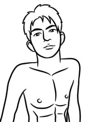 Fototapeta premium black and white of cute man cartoon for coloring