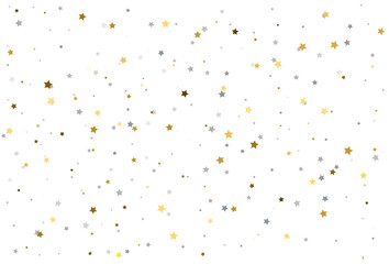 Christmas digital paper with gold and silver stars. Silver and gold  star Celebration Confetti.