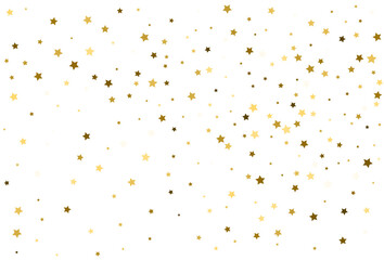 Christmas drawing with gold stars. Golden stars Celebration Confetti.