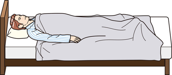 睡眠　男性　ベッド　全身