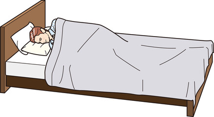 睡眠　男性　ベッド　全身