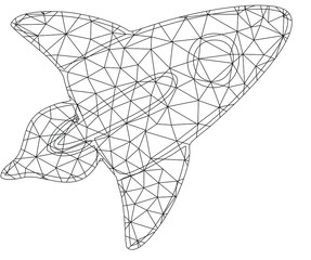 low poly vector illustration of Rocket.