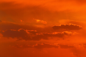 Bright sunset in Vladivostok. Beautiful bright clouds during sunset.