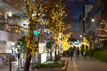 Fototapeta premium 新百合ヶ丘・マプレ通りのクリスマスイルミネーション（神奈川県川崎市麻生区）