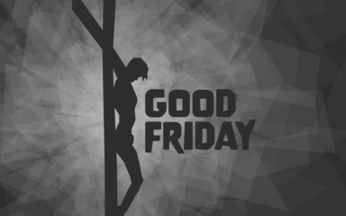 Good Friday with Jesus Christ on Cross with glowing geometric background, in black and white.
