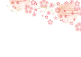 桜の和風花模様の背景素材	
