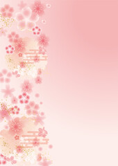桜の和風花模様の背景素材	
