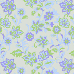 Fototapeta na wymiar Seamless leaves with vector flower Pattern on Background